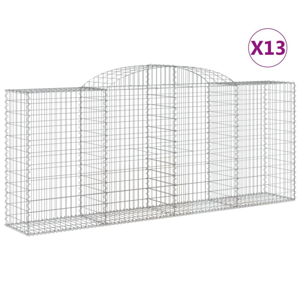 (300 x 50 x 120/140 cm/ 13 pcs) vidaXL Arched Gabion Basket Stone Basket Gabion Retaining Wall Galvanised Iron