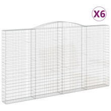 (400 x 30 x 220/240 cm/ 6 pcs) vidaXL Arched Gabion Basket Stone Basket Gabion Retaining Wall Galvanised Iron