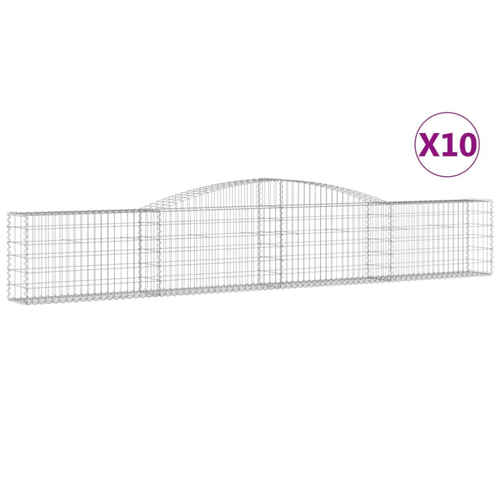 (400 x 30 x 60/80 cm/ 10 pcs) vidaXL Arched Gabion Basket Stone Basket Gabion Retaining Wall Galvanised Iron