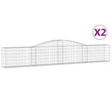 (400 x 30 x 60/80 cm/ 2 pcs) vidaXL Arched Gabion Basket Stone Basket Gabion Retaining Wall Galvanised Iron