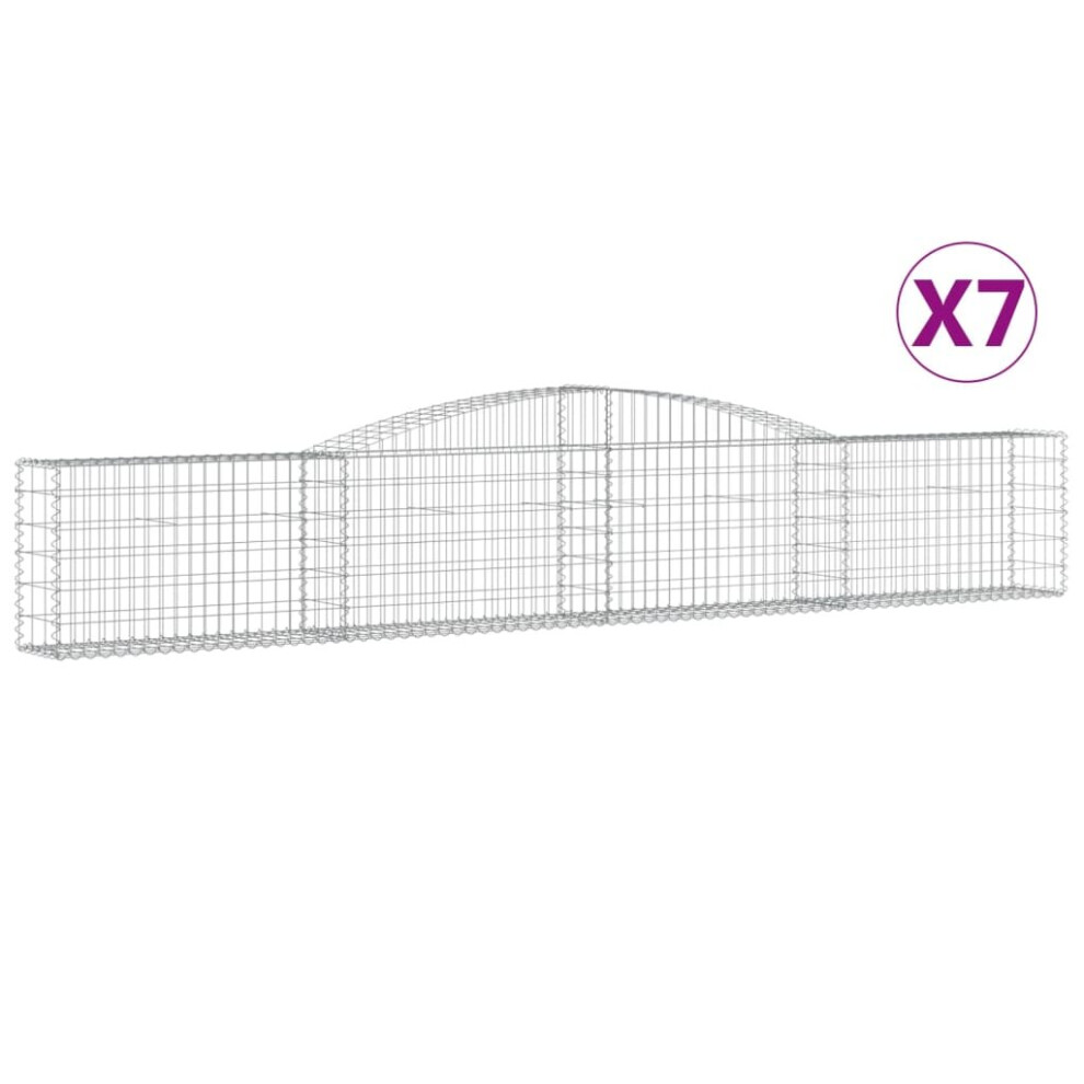 Vidaxl (400 X 30 X 60/80 Cm/ 7 Pcs) Arched Gabion Basket Stone Basket Gabion Retaining Wall Galvanised Iron