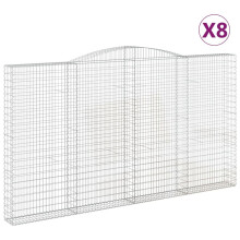 (400 x 30 x 220/240 cm/ 8 pcs) vidaXL Arched Gabion Basket Stone Basket Gabion Retaining Wall Galvanised Iron