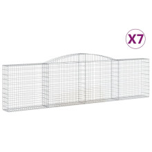 (400 x 30 x 100/120 cm/ 7 pcs) vidaXL Arched Gabion Basket Stone Basket Gabion Retaining Wall Galvanised Iron