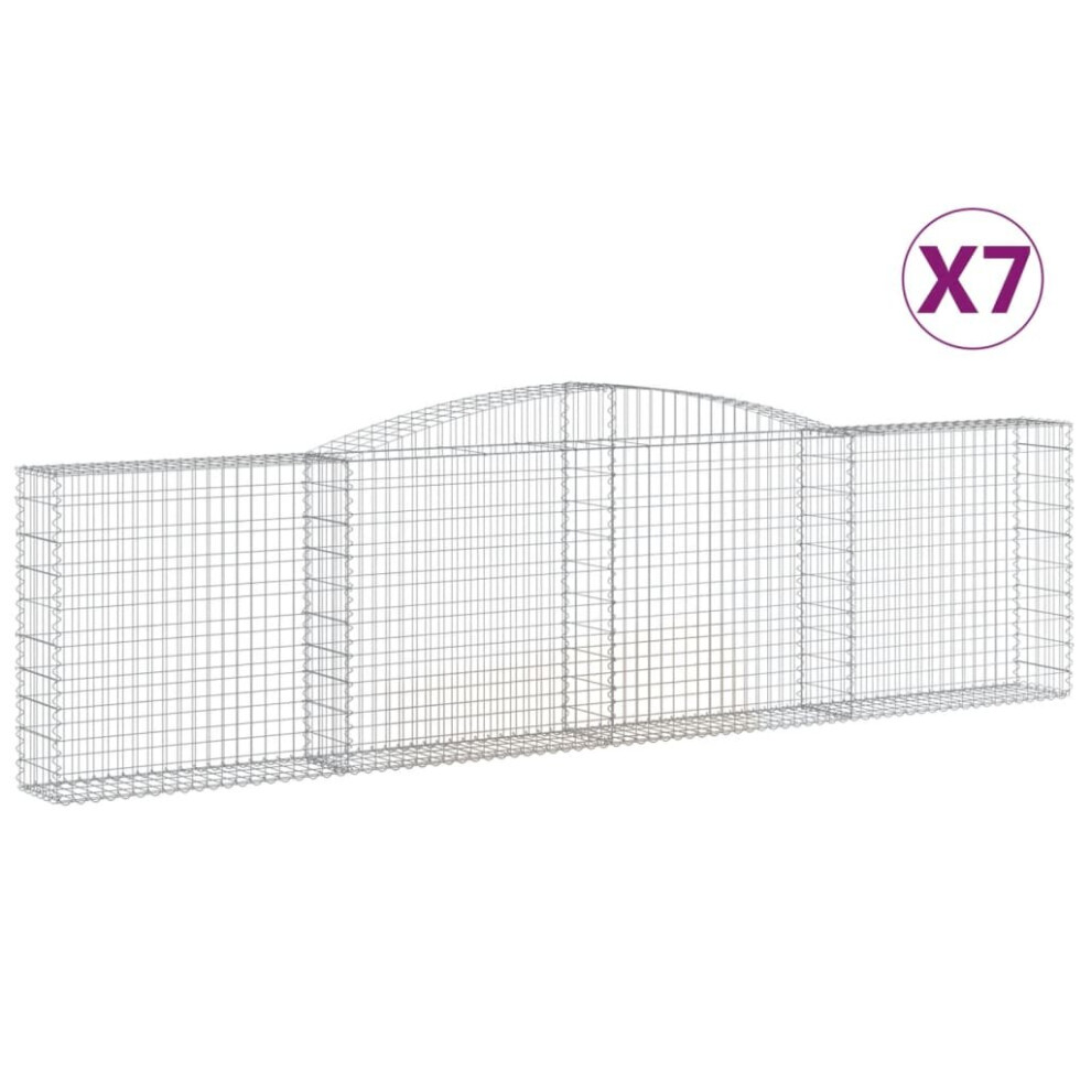 Vidaxl (400 X 30 X 100/120 Cm/ 7 Pcs) Arched Gabion Basket Stone Basket Gabion Retaining Wall Galvanised Iron