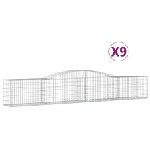 (400 x 50 x 60/80 cm/ 9 pcs) vidaXL Arched Gabion Basket Stone Basket Gabion Retaining Wall Galvanised Iron