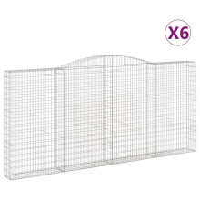 (400 x 30 x 180/200 cm/ 6 pcs) vidaXL Arched Gabion Basket Stone Basket Gabion Retaining Wall Galvanised Iron