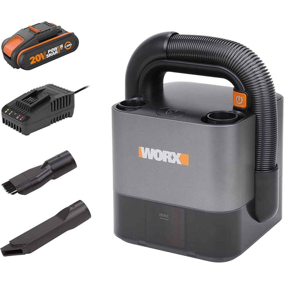 WORX 18V (20V Max) Cordless Handheld Vacuum Cleaner, Cube Vac, PowerShare, Strong suction, Compact and Portable, Battery & Charger included, WX030