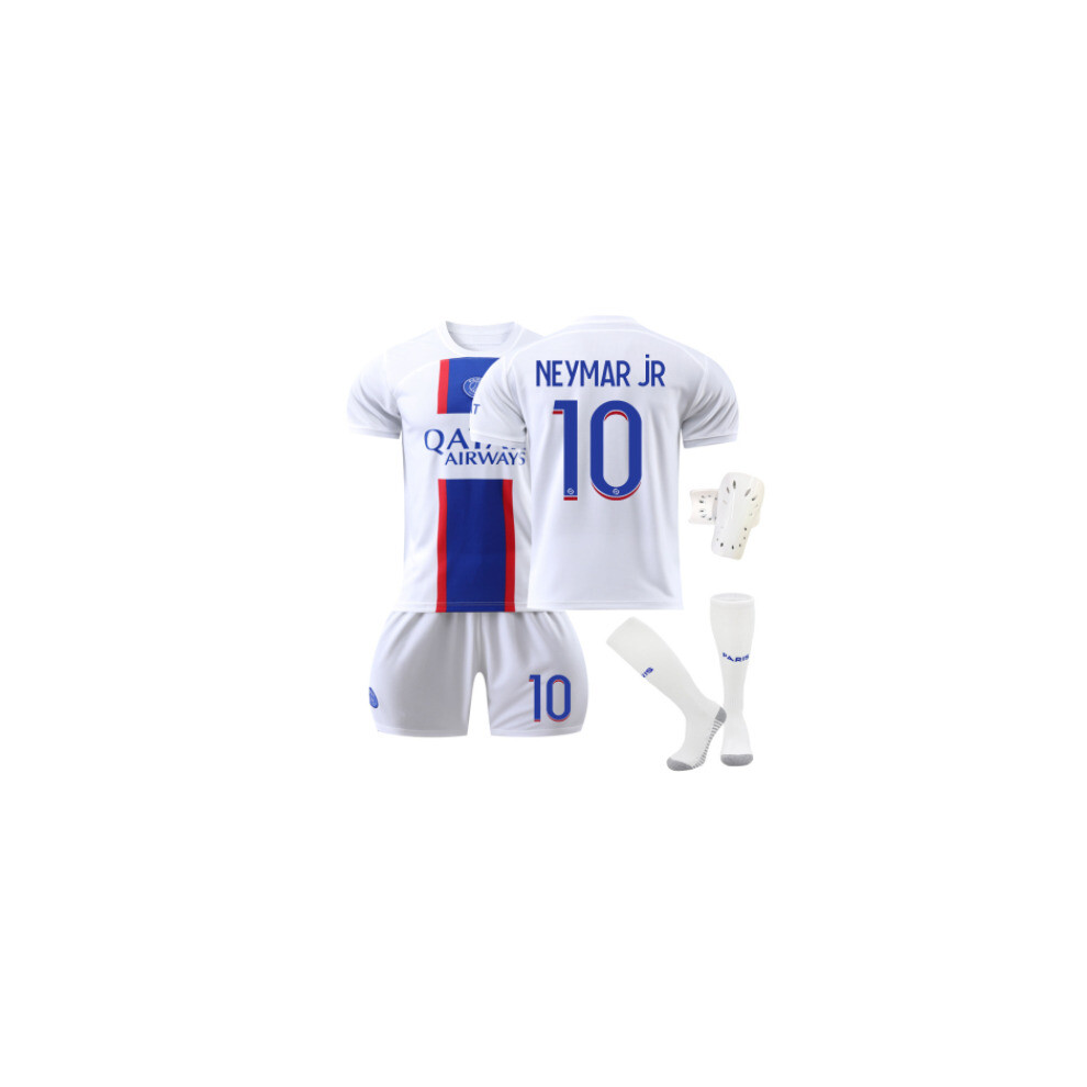 (24, White 10A) Boys girls kids Football Jersey suit MESSI 30# MBAPPE 7# NEYMAR JR 10# SERGIO RAMOS 4# Uniforms set Men women Unisex