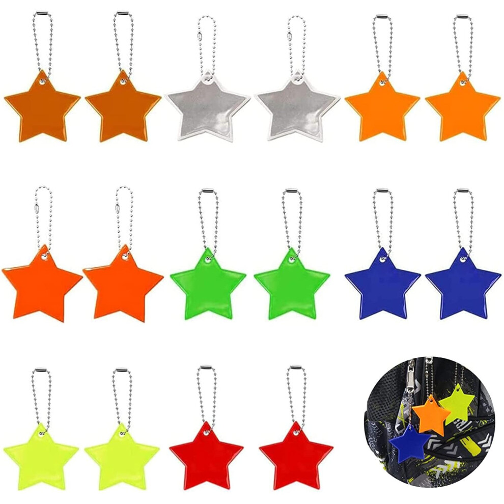 16 Piece Reflector Sticker Tag, 8 Color Reflector Kids Light Up Tag, Star Safety Reflectors for Reflector School Bag Reflectors Kids School Bag