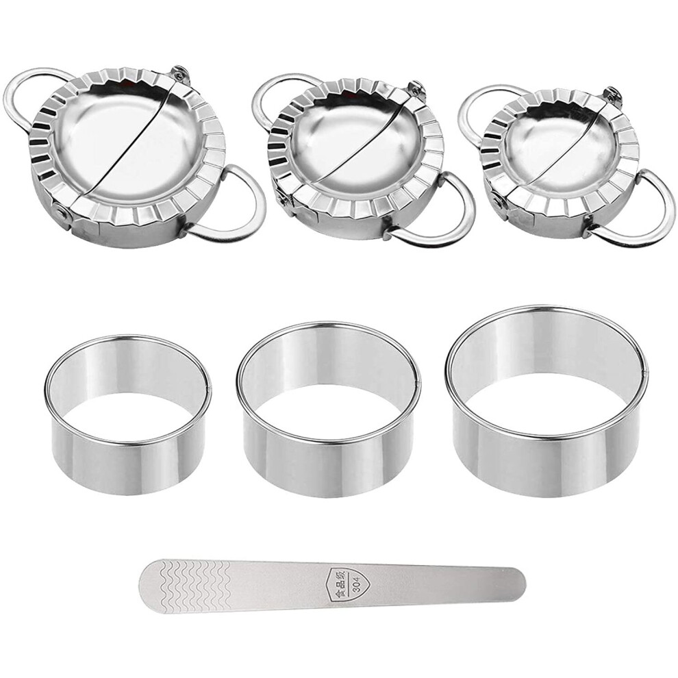 7 Pieces Stainless Steel Dumplings Maker, 3 Dumpling Molds 3 Dumpling Skin Maker and 1 Stuffing Spoon, Chinese Dumpling Cutter Press Mold Pastry-image-OPC-PBMZ5W8-NEW