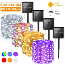 (White, 30M/99FT(300Leds)) Solar String Lights Outdoor for Wedding Party Christmas Tree