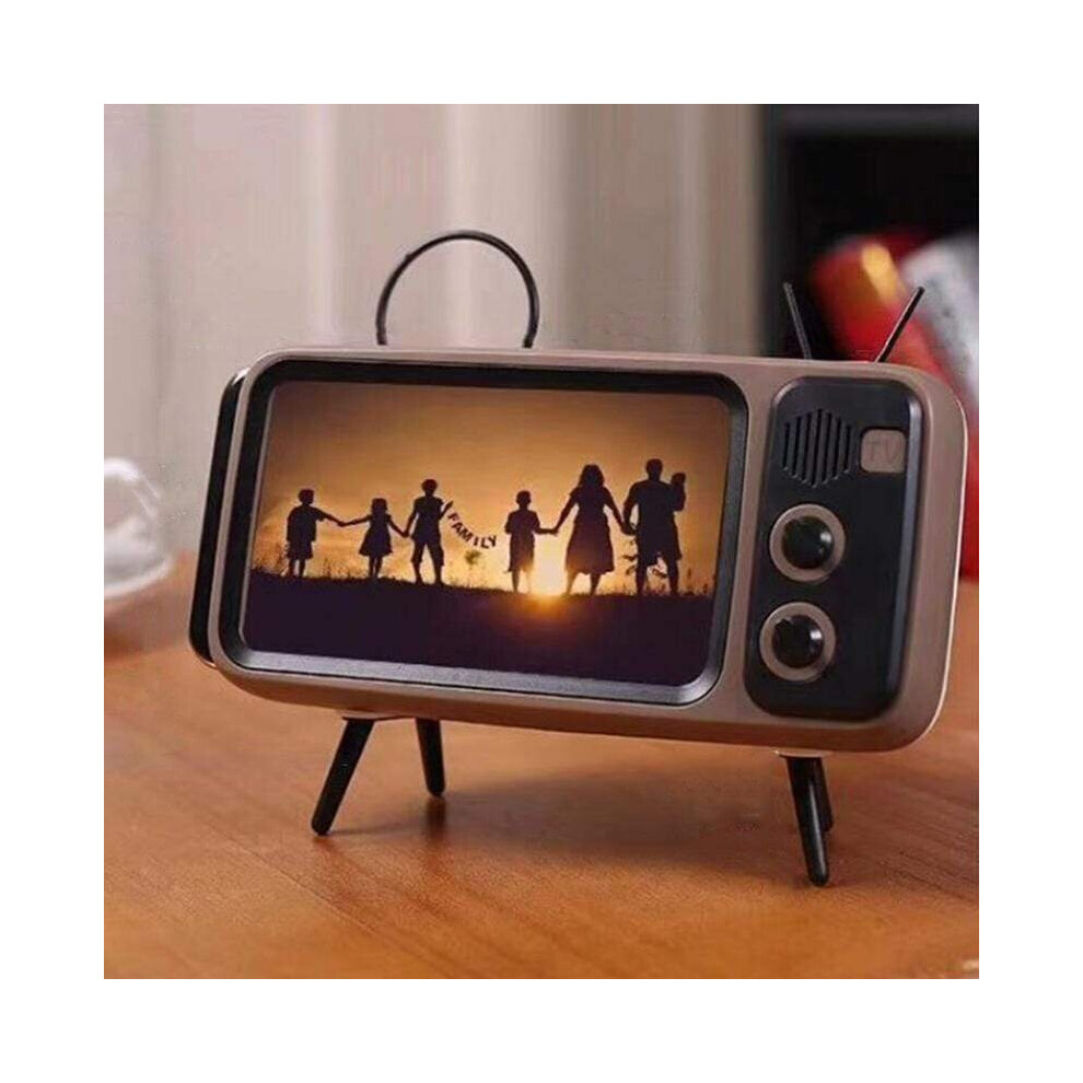 Photos - Speakers  Retro TV Bluetooth Speaker Mobile Phone Holder(Classical brown, PHONE HOLDER +BLUETOOTH SPEAKER)