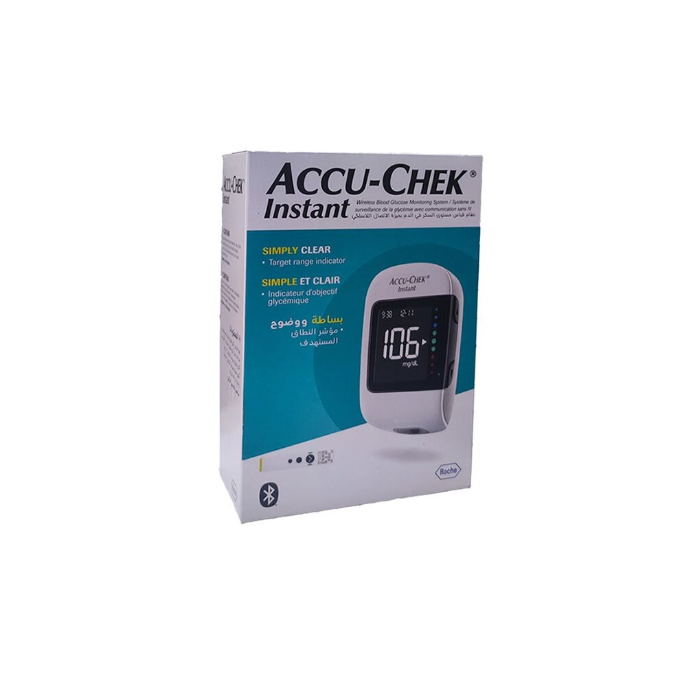 Accu-Chek Instant Blood Glucose Monitoring Kit - Bluetooth With Mysugr, 5-Second Readings, Large Backlit Display, 500-Result Memory