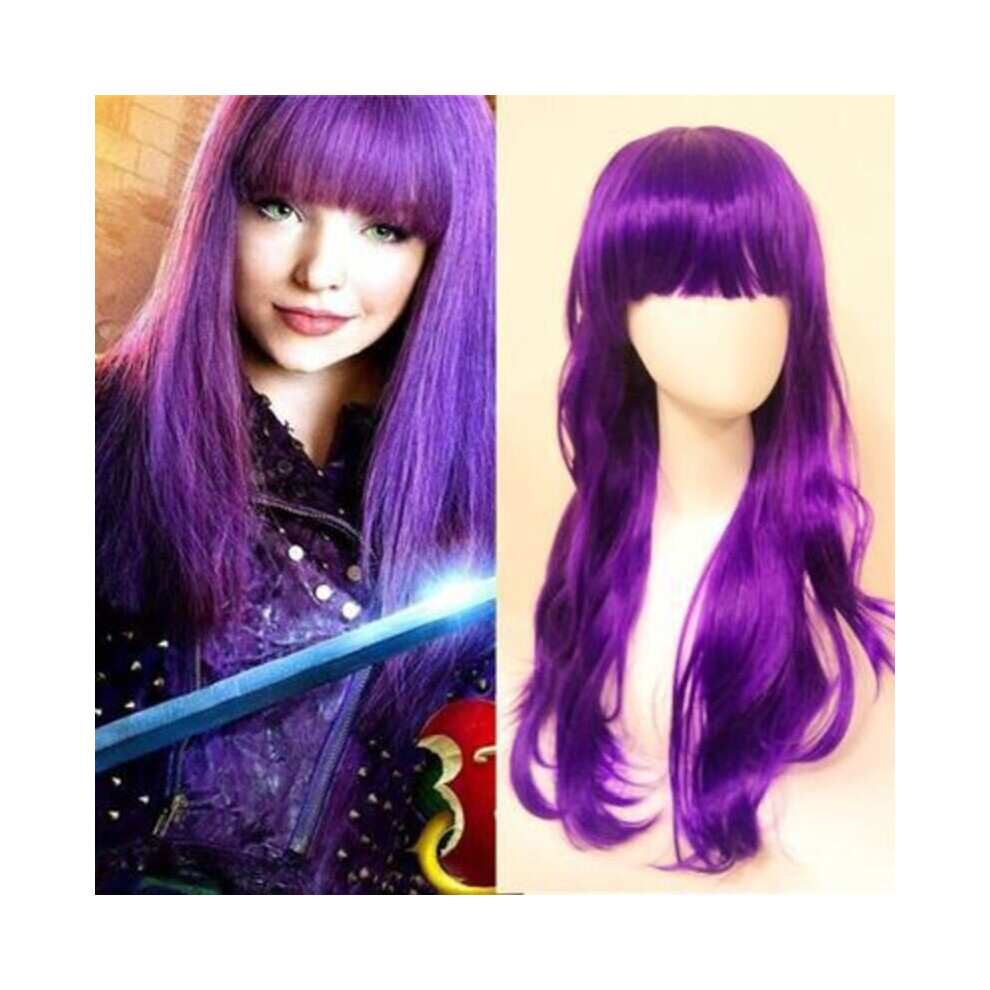 (Purple) 3 Audrey Descendants Mal Cosplay Wig Halloween Carnival Role Play Theme Party