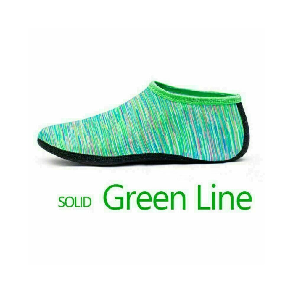 (Green Line, UK 3-4) Mens Womens Kids Quick Dry Aqua Socks Water Shoes Beach Surfing Barefoot Wetsuit-image-OPC-PBN72MC-NEW