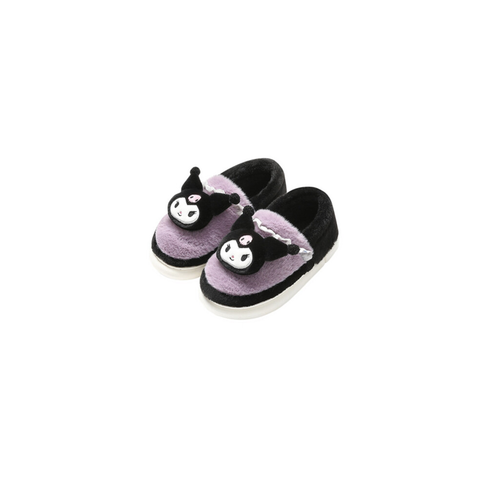 (  Kuromi,   39-40=Foot Length24.5-25cm) Sanrio Slippers Hello Kitty Plush Shoes Kuromi My Melody Home Cotton Slippers