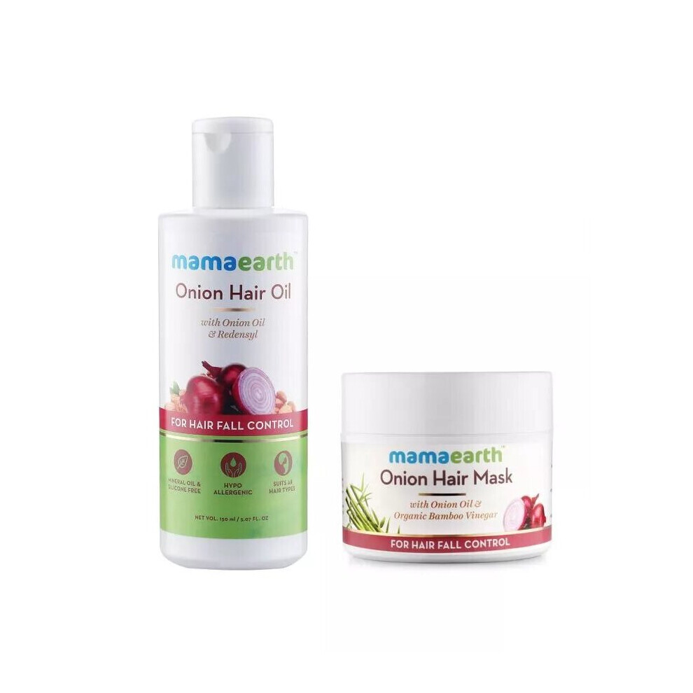 Mamaearth Onion Hair Oil For Hair Fall Control 150 mL + Mamaearth