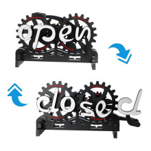Wooden Double-Sided Open/closed Sign Signs Reversible Gear Business Closing Sign