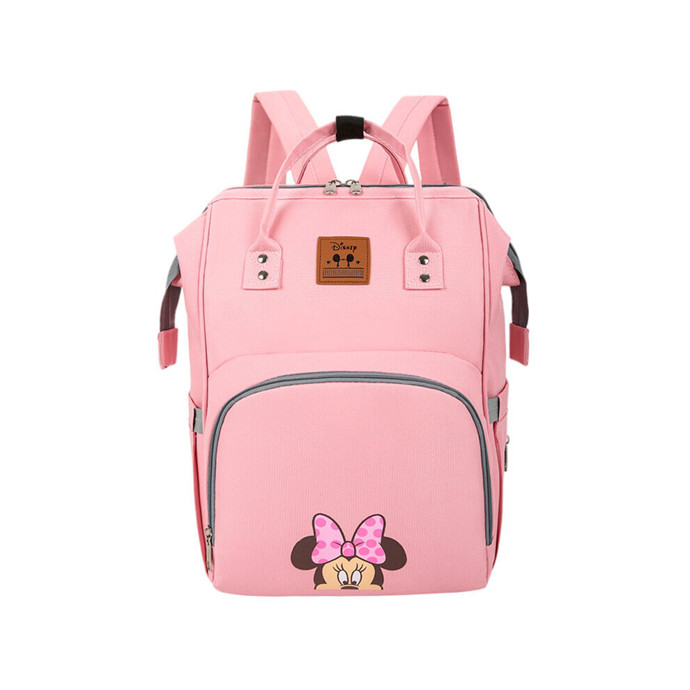 (Pink) High Capacity Diaper Bag Backpack Oxford Mouse Multifunction For Baby