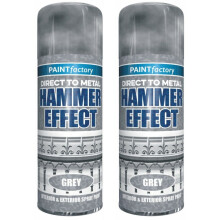 2x400ML Grey Hammer Effect spray Paint Direct Metal Interior Exterior