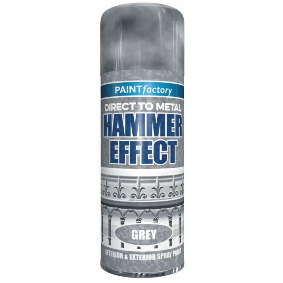 400ML Grey Hammer Effect spray Paint Direct Metal Interior Exterior