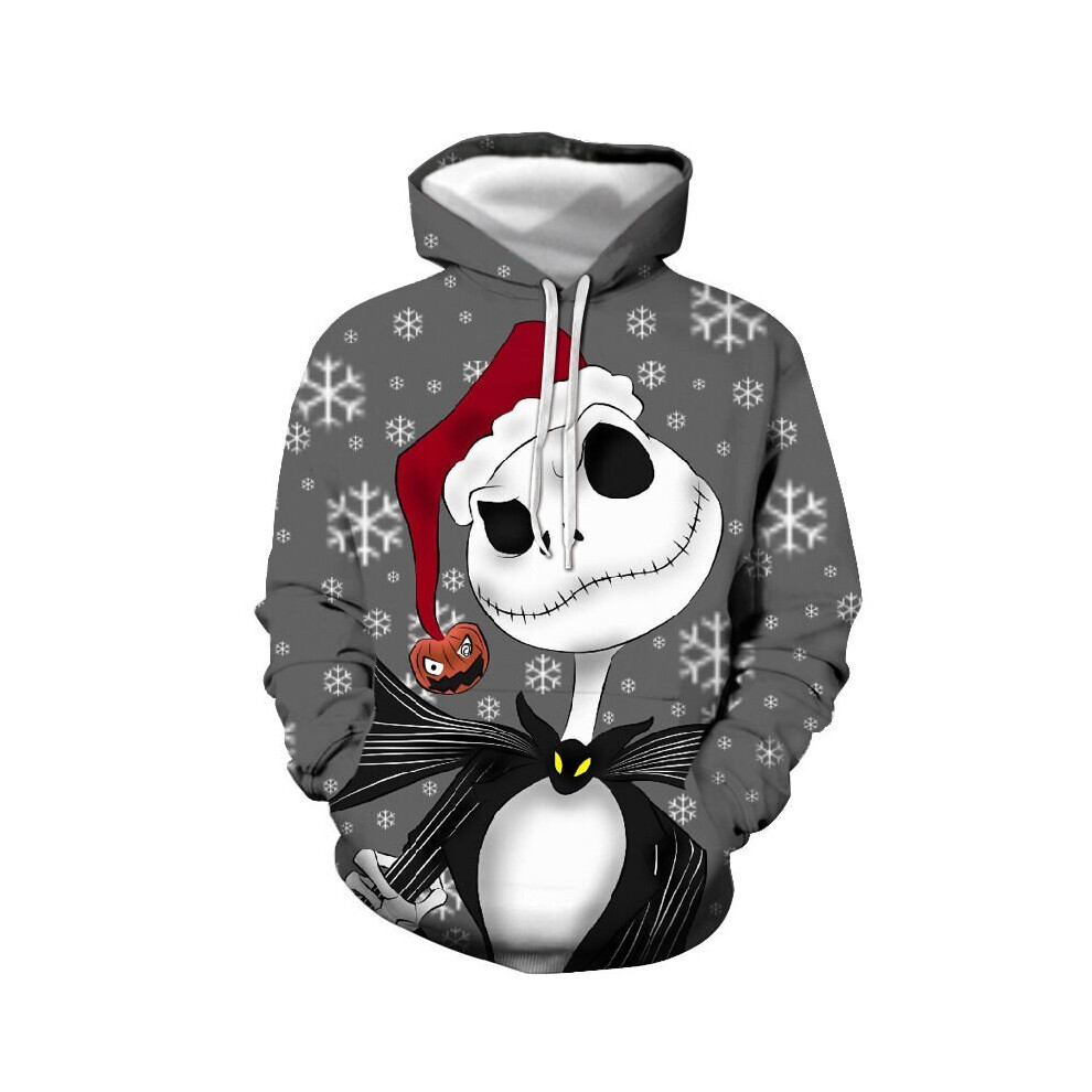 (Gray, 2XL) Nightmare Before Christmas  3d Printed Pullover Hoodie Jacket Sweatshirts Coat 