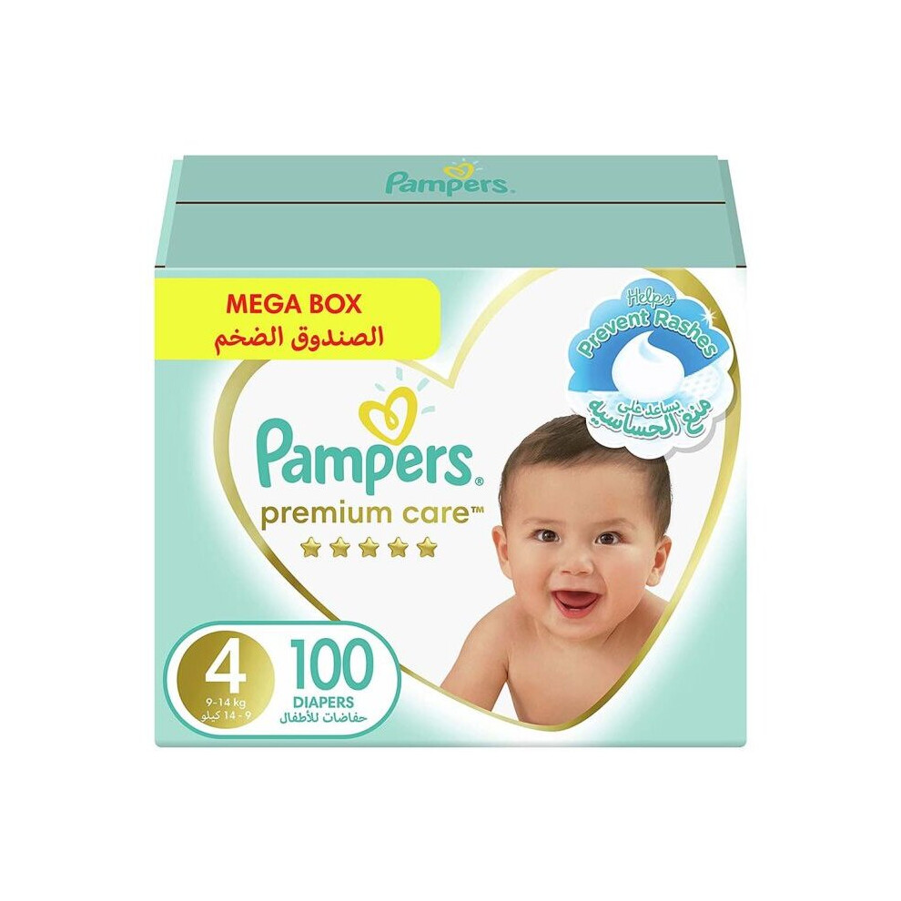 Pampers Premium Care Diapers, Size 4, For 9-14 Kg Baby, Mega Box,