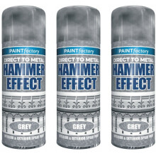 3 x 400ML Grey Hammer Effect sprayPaint Direct Metal Interior Exterior