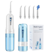 Cordless Water Flosser, Rechargeable Oral Irrigator, Dental Water Flosser with 5 Jet Tips and 4 Modes, Nose Clean, Oral and Nose Care
