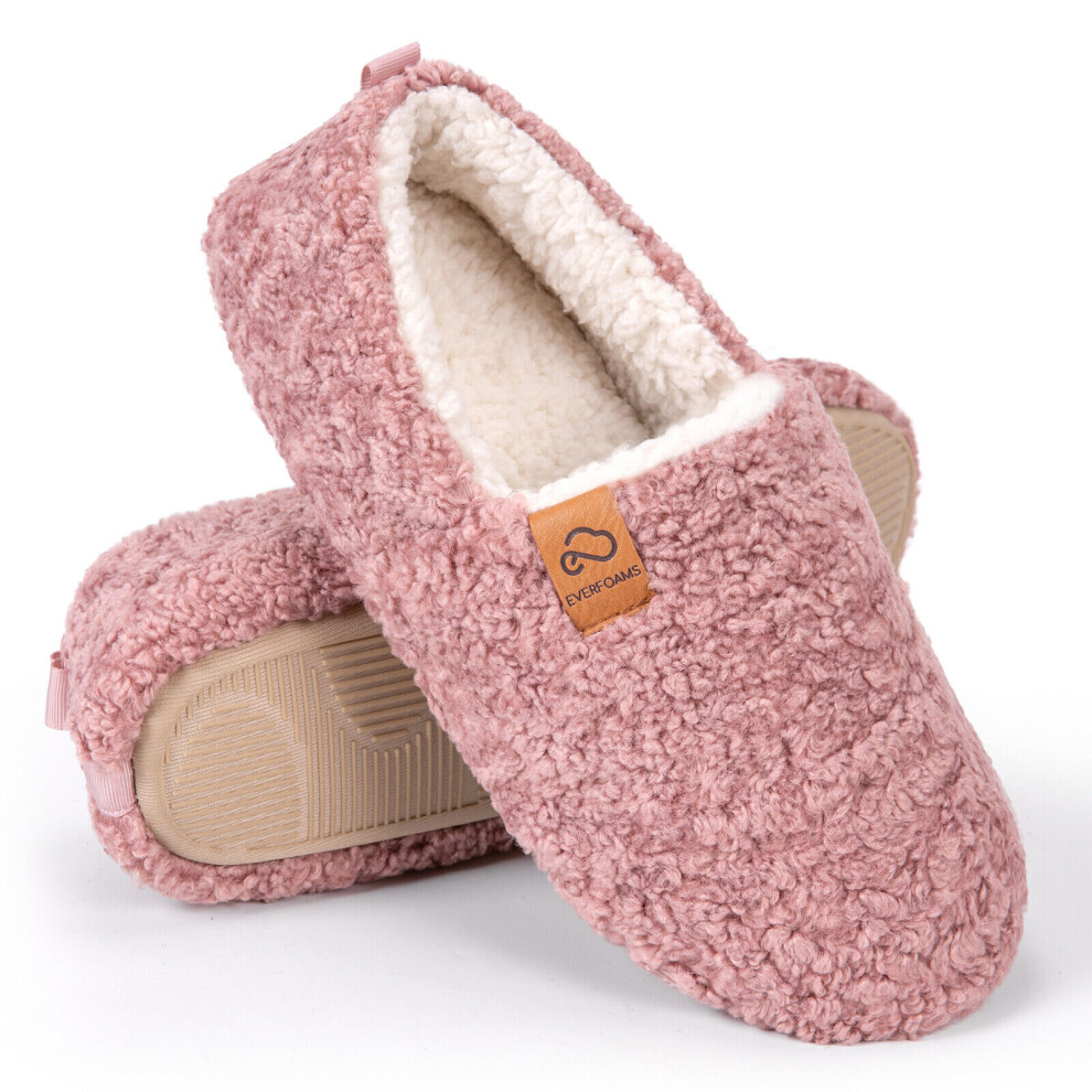 (  Pink,   UK 3/4) Women's Faux Fur Memory Foam Lightweight Slippers Plush Fleece Lined House Shoes