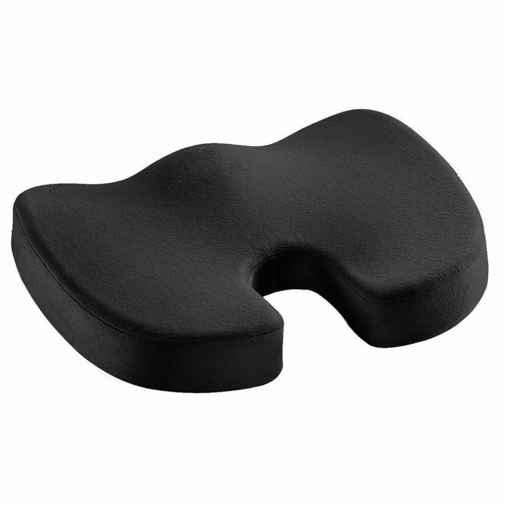 (Black) Coccyx Orthopedic Memory Foam Seat Cushion Car Office Seat Lumbar Pain Relief