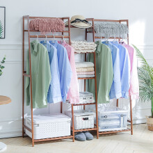 Bamboo Trapezoid Clothing Rack Clothes Storage Shelves