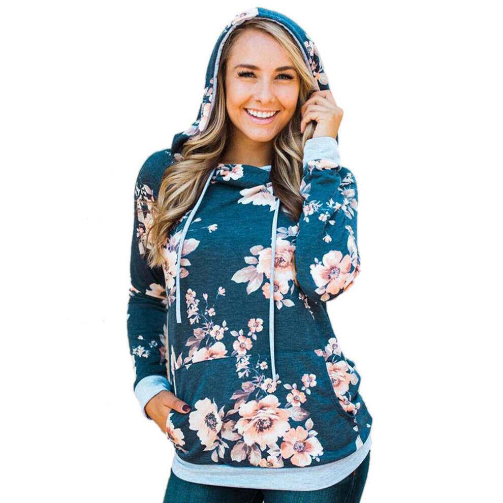 Blossom Charm Floral Casual Hoodie Sweatshirt Jumper Top 