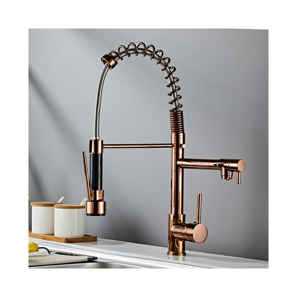 Kitchen Faucet,Single Handle Kitchen Sink Faucets,Copper Kitchen Faucet With Pull Down Sprayer,Rose Goldï¼Spring Kitchen Sink Faucet 8804717482218