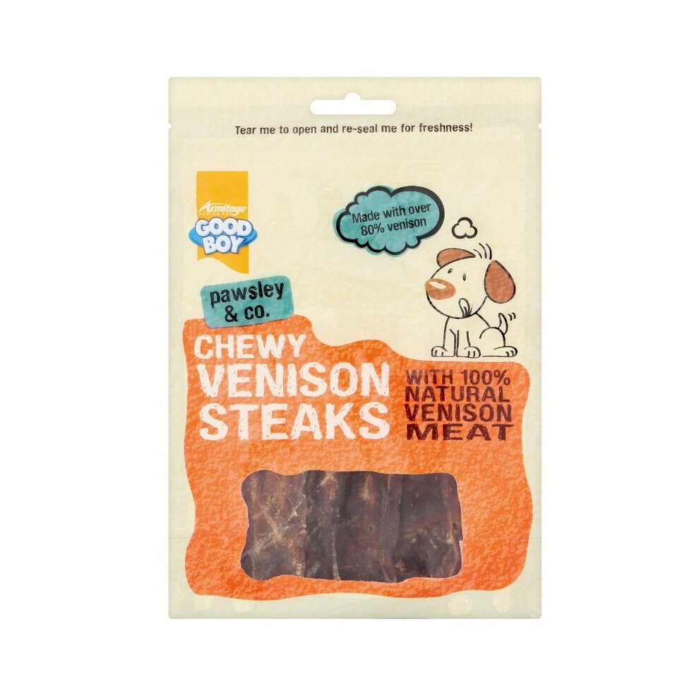 Armitage Good Boy Chewy Venison Steaks (80 g) - Dog Treats for Adult Dogs, Flavorful & Nutritious