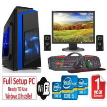 Gaming PC Bundle Core i5 16GB Ram 1TB HDD+128GB SSD GT710 2GB WiFi Windows 10 19" Monitor F3 BLUE - Refurbished