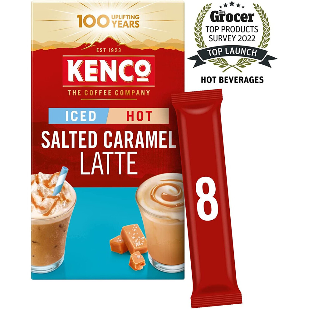 Kenco Iced Hot Salted Caramel Latte Sachets X8 (Pack Of 5, Total 40 Sachets)