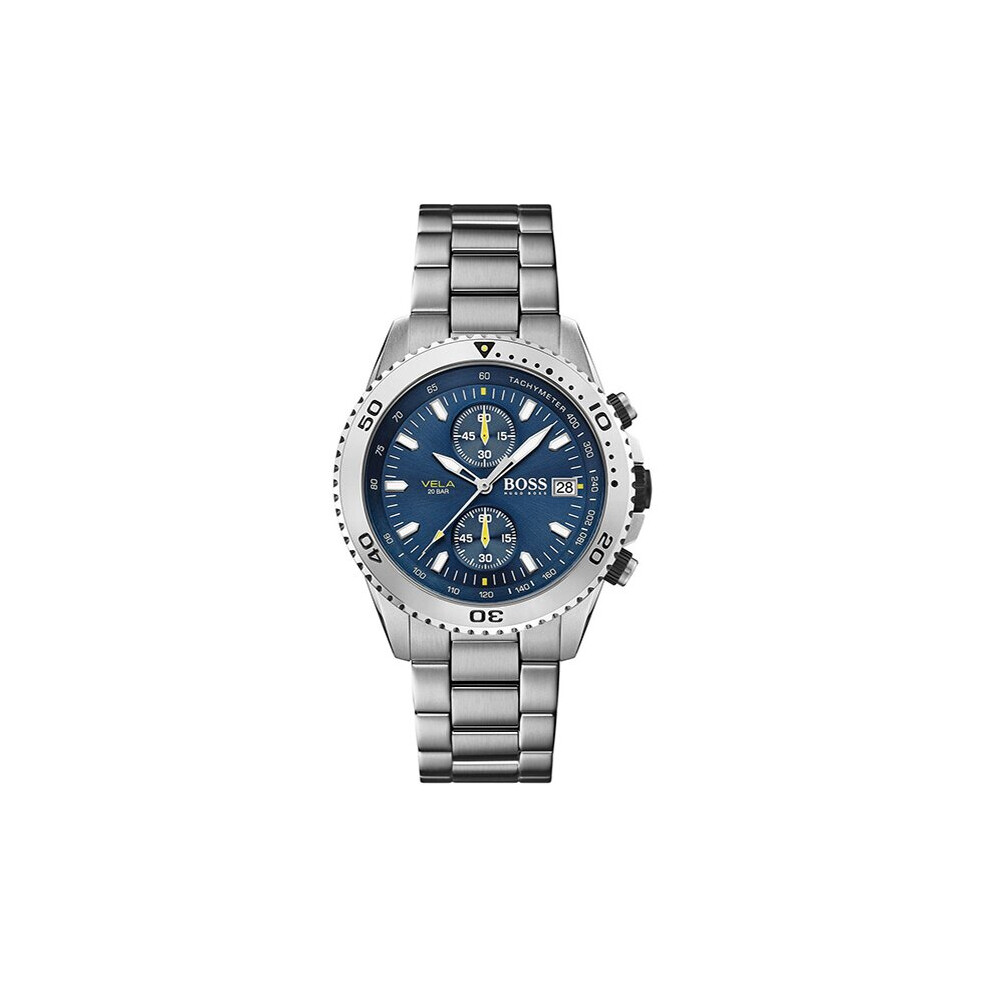 Hugo Boss Men's Watch 1513775 Vela Date Chronograph Silver