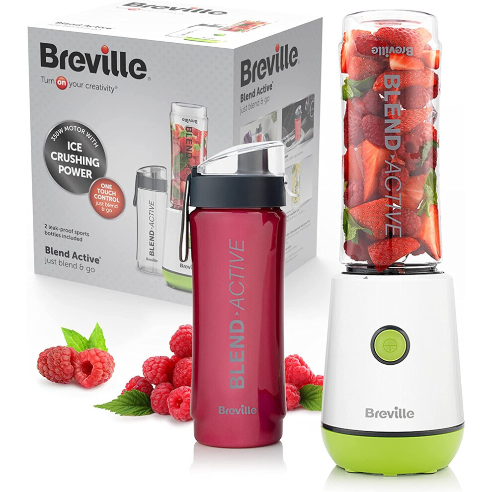 Breville (Green) Blend Active Personal Blender & Smoothie Maker | 350W | 1 Portable Blend Active Bottle (600Ml) | Leak Proof Lid
