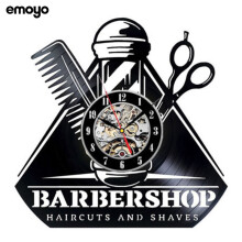 (Style B) Creative Vintage Barber Shop Decorative Vinyl Wall Clocks Home Personalized Wall Clocks