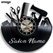 (Style D) Creative Vintage Barber Shop Decorative Vinyl Wall Clocks Home Personalized Wall Clocks