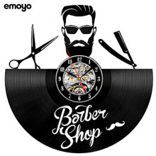 (Style A) Creative Vintage Barber Shop Decorative Vinyl Wall Clocks Home Personalized Wall Clocks