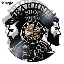 (Style E) Creative Vintage Barber Shop Decorative Vinyl Wall Clocks Home Personalized Wall Clocks