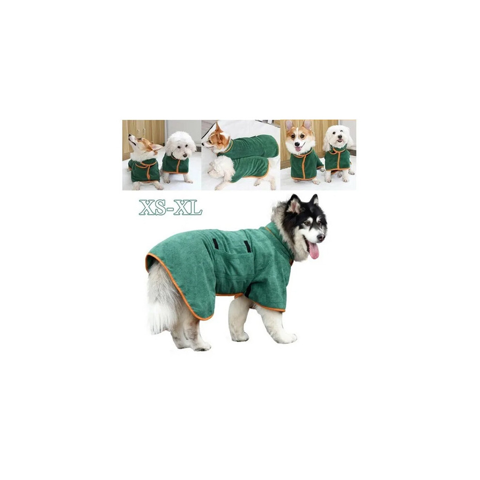 (M, Blue) Quick Drying Fiber Cat Dog Clothes Towel Bath Robe