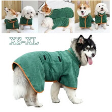 (L, Grey) Quick Drying Fiber Cat Dog Clothes Towel Bath Robe