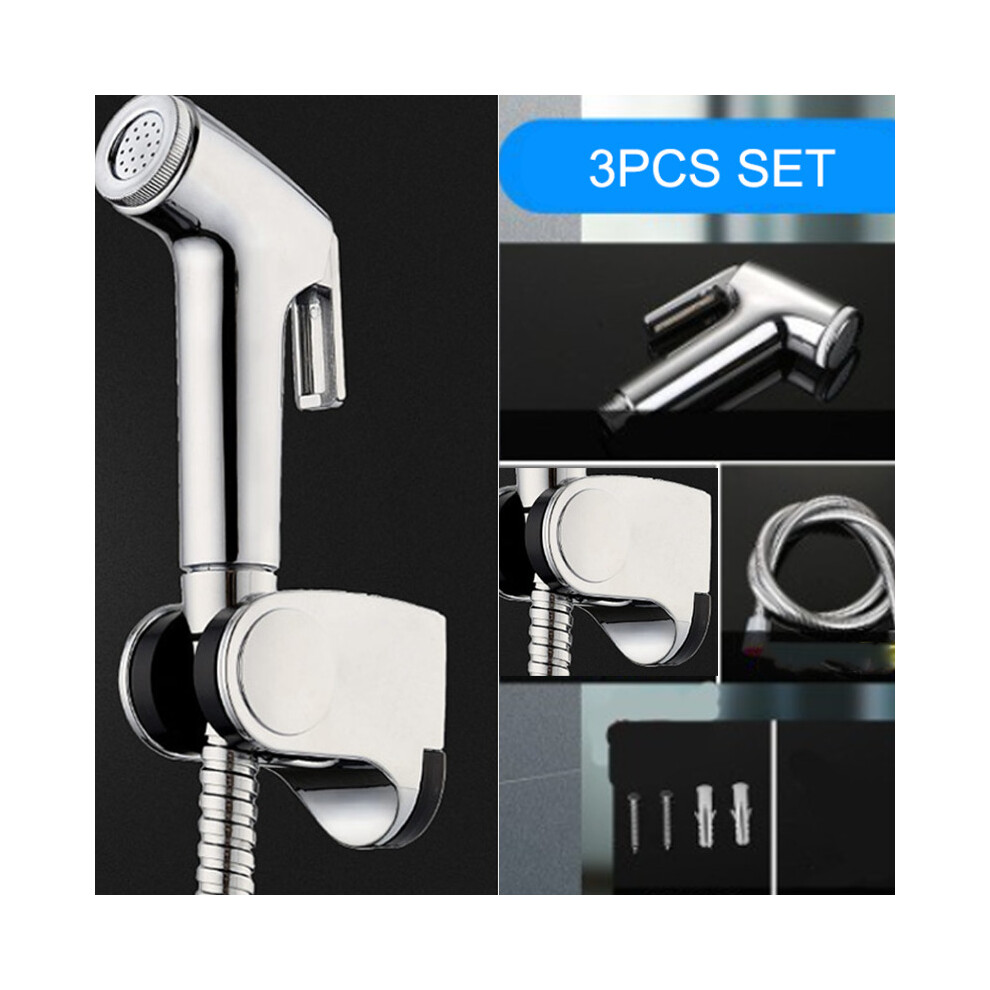 (Spray Gun+1.2m Tube+Base) Bidet Chrome Shattaf Douche Spray Tap Hygienic Toilet Muslim Shower Head Hose
