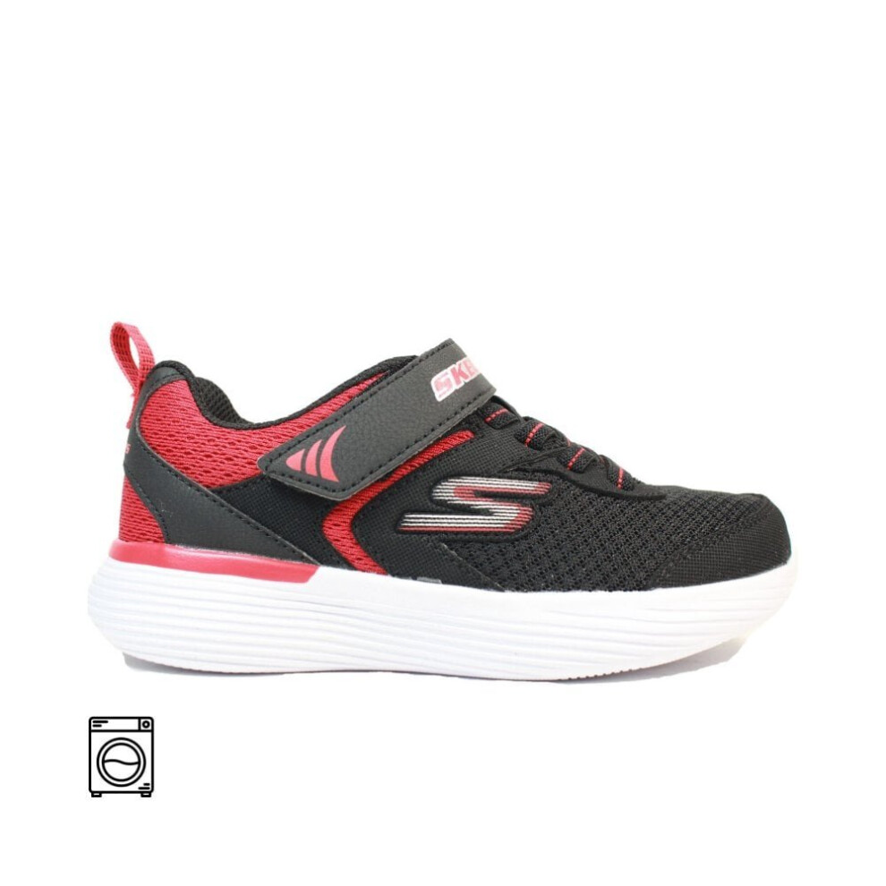 (9.5 (Children's)) Darvix 405102L BKRD Black/Red Mesh Childrens Rip Tape/Bungee Lace Trainers