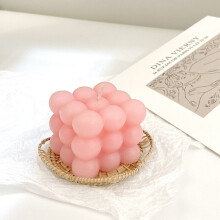 (Pink) 2 cube foam candles Aroma candles Decorative living room candles Geometric candles Photo accessory candle