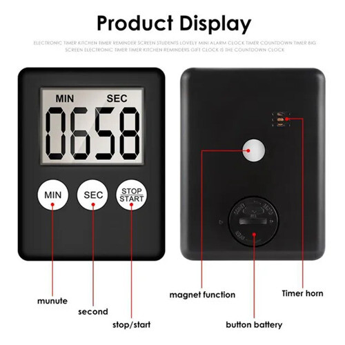 (Red) Ultra-thin Mini LCD Digital Display Kitchen Timer 1
