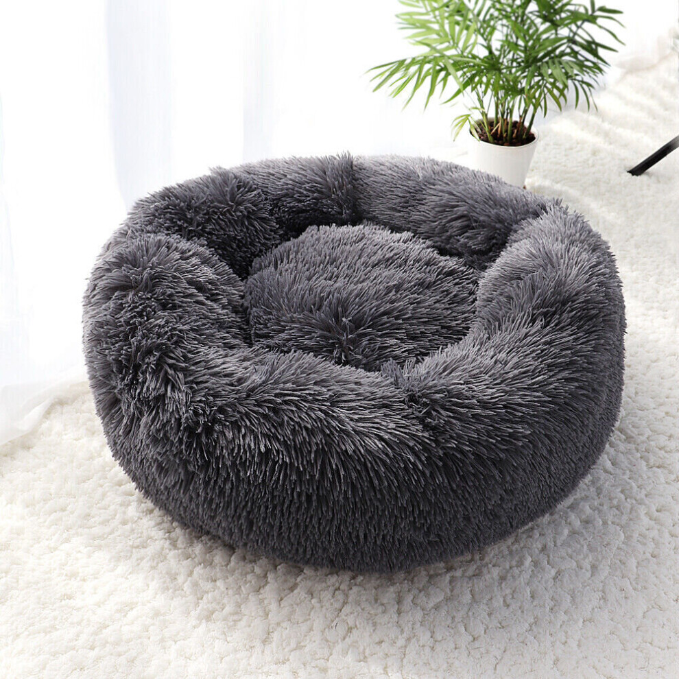 (Dark Grey , 2XL: 100 x 100cm) Luxury Pet Dog Fluffy Warm Mattress Cat Calming Bed